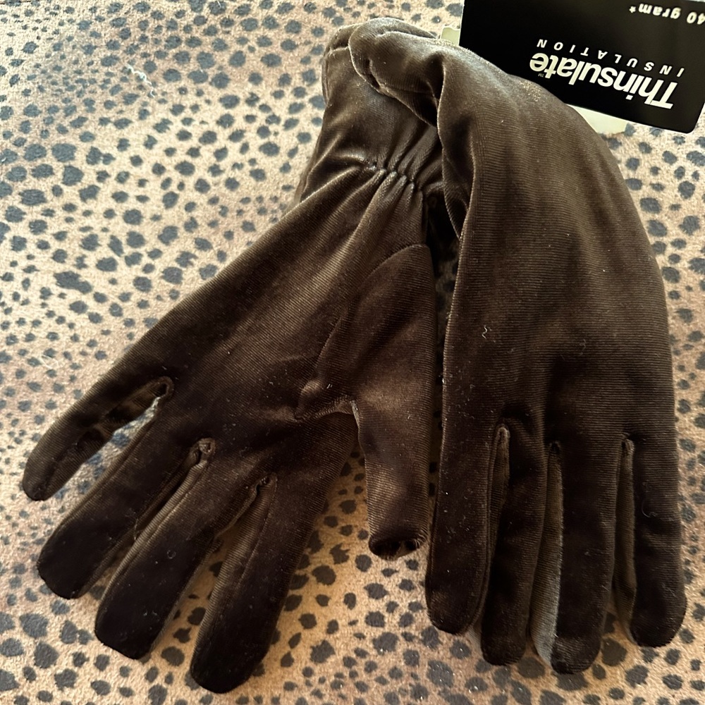 Chocolate brown velvet gloves